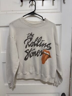 The Rolling Stones Crewneck Sweatshirt - Cream with Black Script
